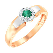 Золота каблучка зі смарагдом і діамантами (арт. К011065и)
