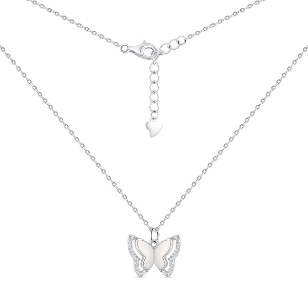 Срібне кольє Метелик з перламутром (арт. 7507/2382п) – зображення 2