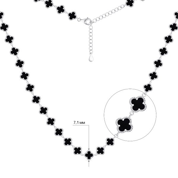 Серебряное колье Клевер с ониксом (арт. 7507/2371/8о) – изображение 2