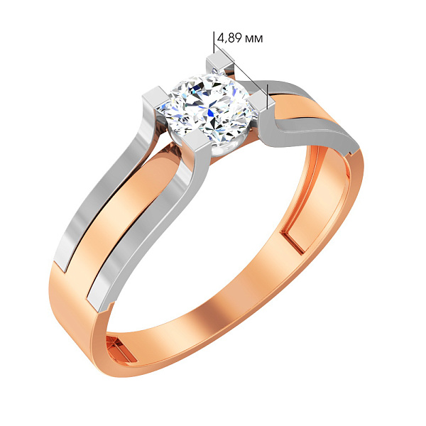 Золотое помолвочное кольцо с фианитом (арт. 146900) – изображение 2