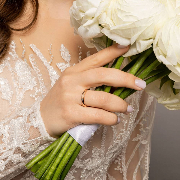 Обручка Європейка з червоного золота з діамантом (арт. К239207) – зображення 7