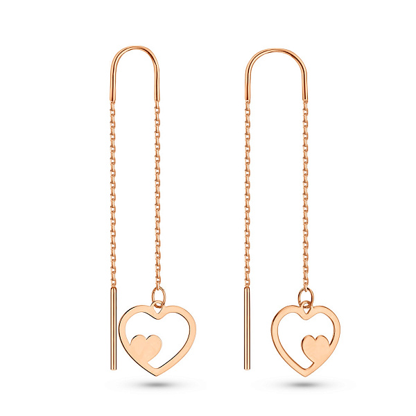 Сережки-протяжки з червоного золота (арт. 1091535) – зображення 1