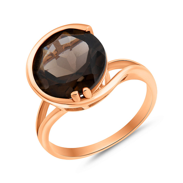 Кольцо из красного золота с коричневым кварцем (арт. 152595К.д) – изображение 1