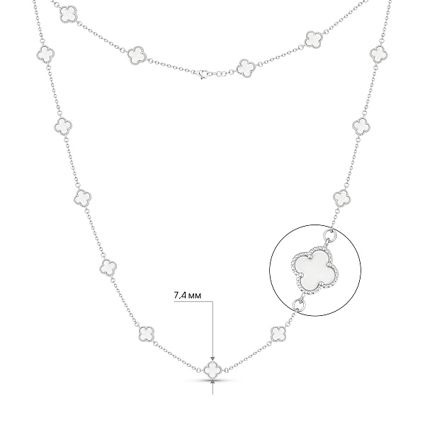 Серебряное колье Клевер с перламутром (арт. 7507/1067/7п) – изображение 2