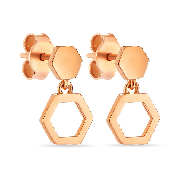 Сережки-пусеты из красного золота (арт. 107345) – изображение 1