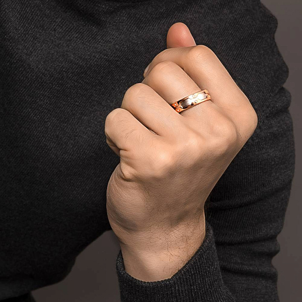 Кольцо из красного и белого золота (арт. 1401081бкм) – изображение 3