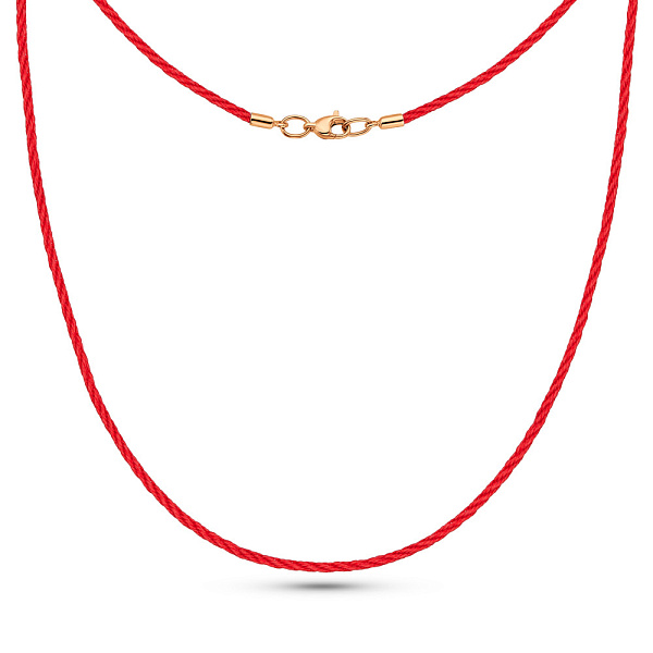 Червоний ювелірний шнурок з золотим замком (арт. 7105845/01) – зображення 2