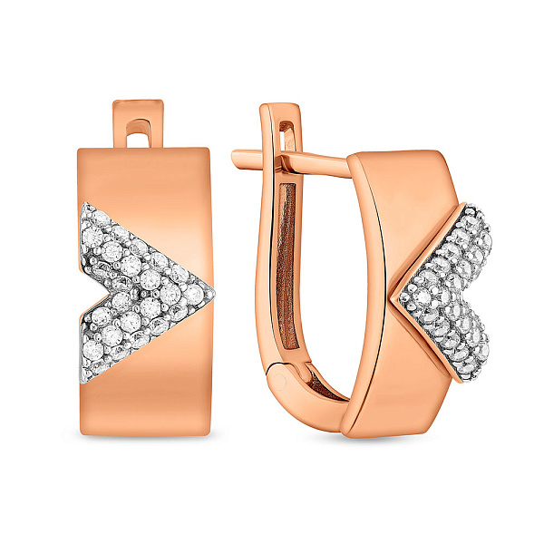 Серьги из красного золота с фианитами (арт. 108638) – изображение 1