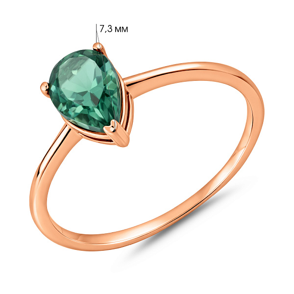 Золотое кольцо с зеленым кварцем (арт. 141230Пз) – изображение 6