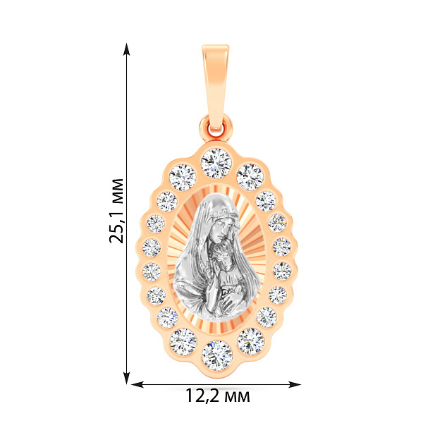 Золота ладанка Божа Матір з немовлям (арт. 440943) – зображення 2