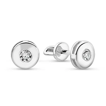 Сережки-пусети з білого золота з діамантами (арт. 2104885202)