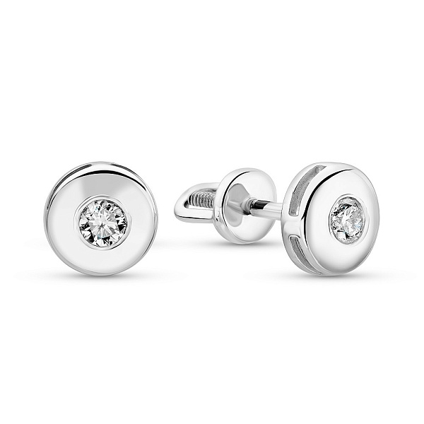 Сережки-пусети з білого золота з діамантами (арт. 2104885202) – зображення 1