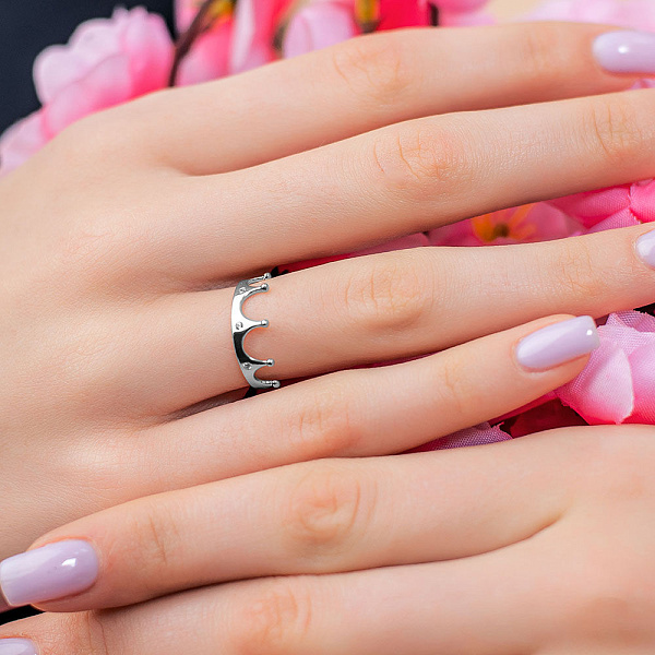 Золотое кольцо Корона с фианитами (арт. 140708б) – изображение 2