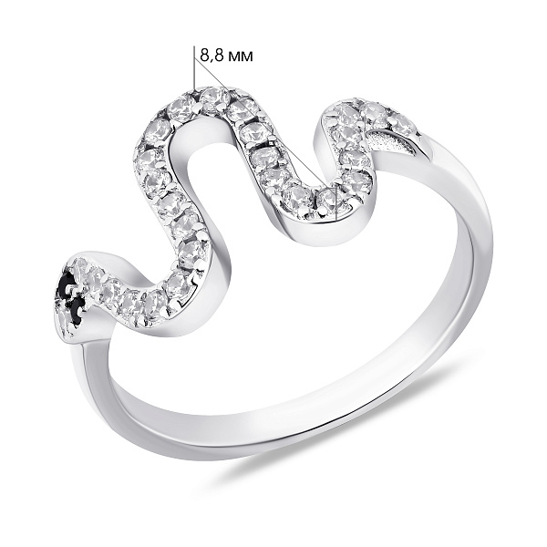 Серебряное кольцо Змея с фианитами (арт. 7501/8550ч) – изображение 2