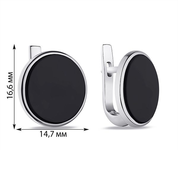 Серьги из серебра с круглым ониксом  (арт. 7502/1226/1о) – изображение 2