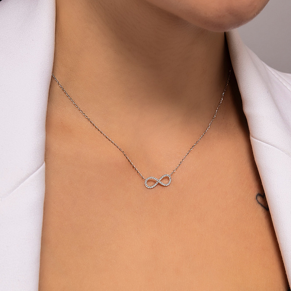 Колье Бесконечность из белого золота с бриллиантами (арт. Ц341289010б) – изображение 3