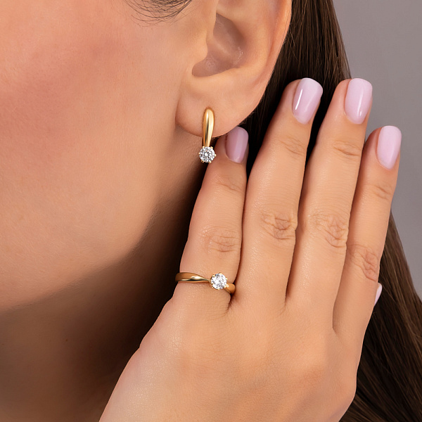 Золотое помолвочное кольцо с фианитом (арт. 140340ж) – изображение 3