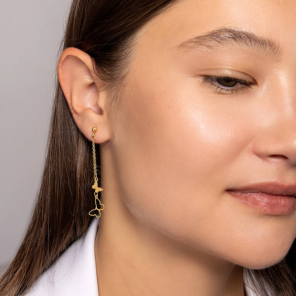 Золотые серьги Бабочки (арт. 1091554ж) – изображение 2