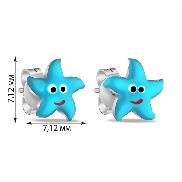 Детские серьги-пусеты из серебра с эмалью (арт. 7518/6797ег) – изображение 3