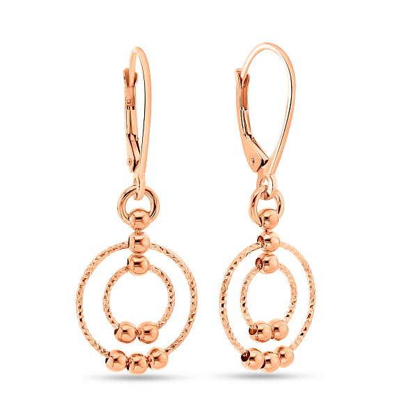 Серьги-подвески из красного золота с шариками (арт. 109212) – изображение 1