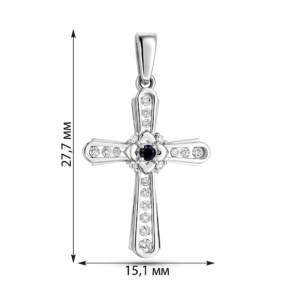 Золотой крестик с сапфиром и бриллиантами (арт. П011470бс) – изображение 2