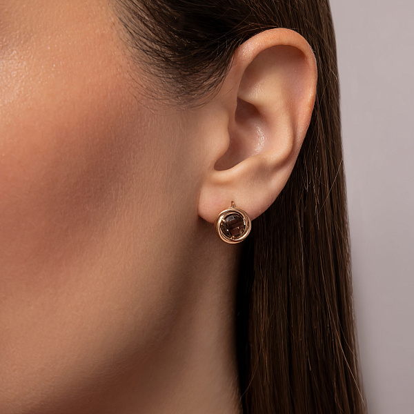 Золотые серьги с кварцем (арт. 110377Пкр) – изображение 3