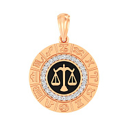 Золотий підвіс "Терези" з емаллю і фіанітами  (арт. 440681ечвс)