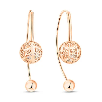 Сережки з червоного золота з фіанітами (арт. 1091723/3)