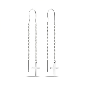 Фото Срібні сережки-протяжки Хрестики (арт. 7502/4917)