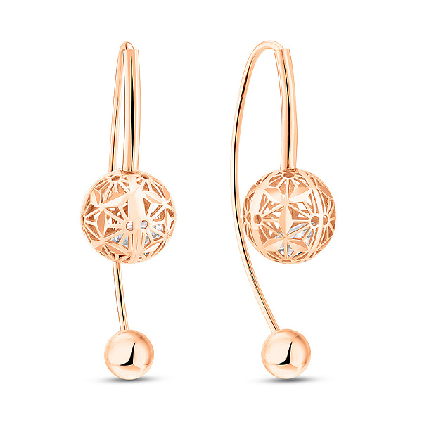 Серьги из красного золота с фианитами (арт. 1091723/3) – изображение 1