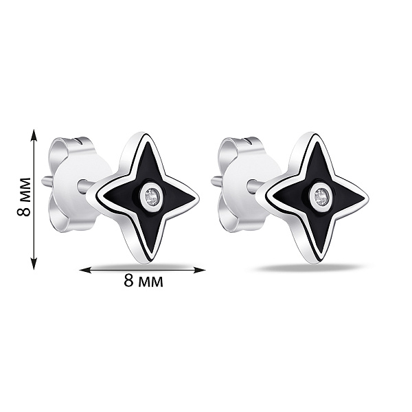 Серьги-пусеты из серебра с эмалью и фианитами (арт. 7518/6473еч) – изображение 2