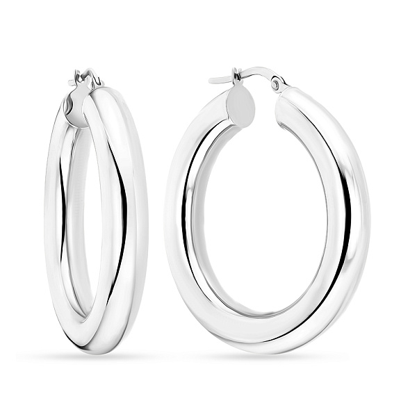 Серьги-кольца из белого золота (арт. 100908/35б) – изображение 1