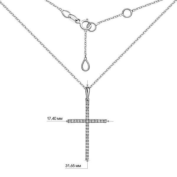 Золоте кольє Хрестик з діамантами (арт. Ц341206020б) – зображення 3