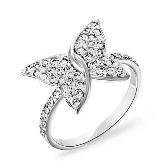 Фото Золотое кольцо «Бабочка» с фианитами (арт. 140303б)