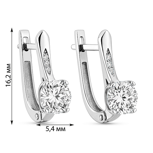 Сережки з білого золота з фіанітами (арт. 113500б) – зображення 2