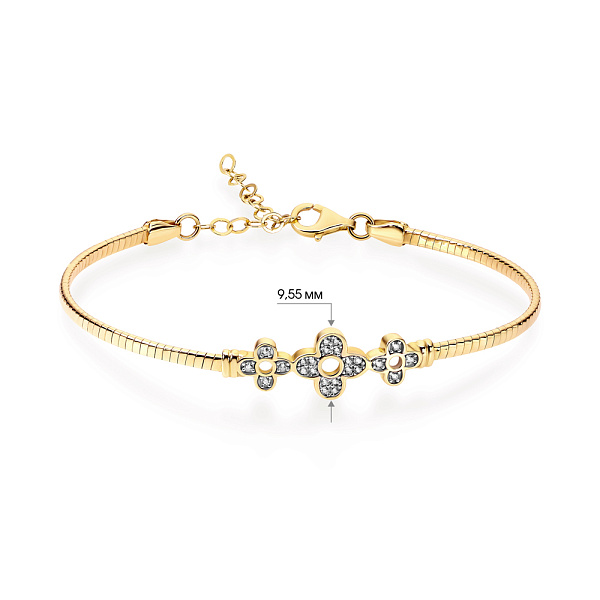 Браслет золотой «Цветы» с белыми фианитами (арт. 323130ж) – изображение 2