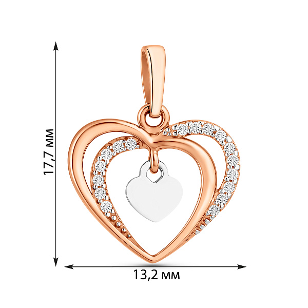 Золотая подвеска Сердце с фианитами (арт. 440602) – изображение 2