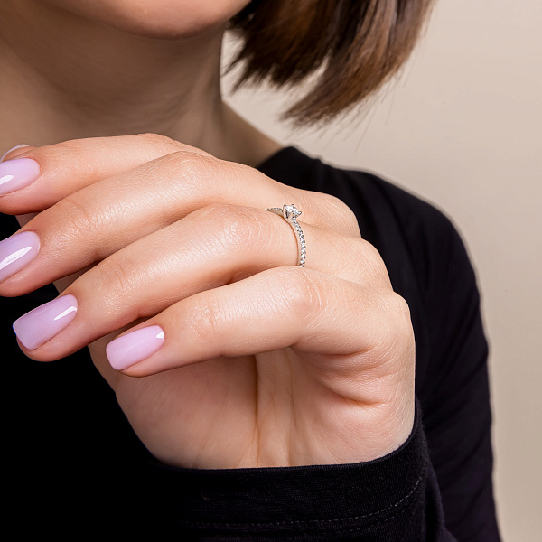 Помолвочное золотое кольцо с бриллиантами (арт. К341437030б) – изображение 3