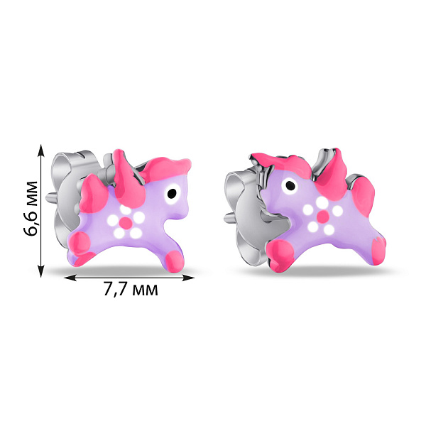 Серебряные детские серьги с эмалью (арт. 7518/6204еф) – изображение 2