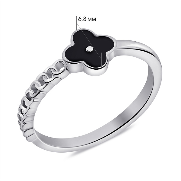 Серебряное кольцо с черной эмалью (арт. 7501/6915еч) – изображение 2