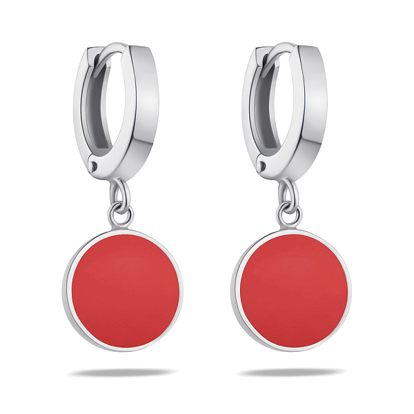 Серебряные серьги-подвески с кораллом (арт. 7502/1845Крк) – изображение 1