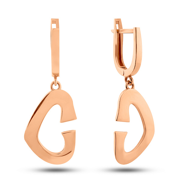 Серьги из красного золота без камней (арт. 107637) – изображение 1