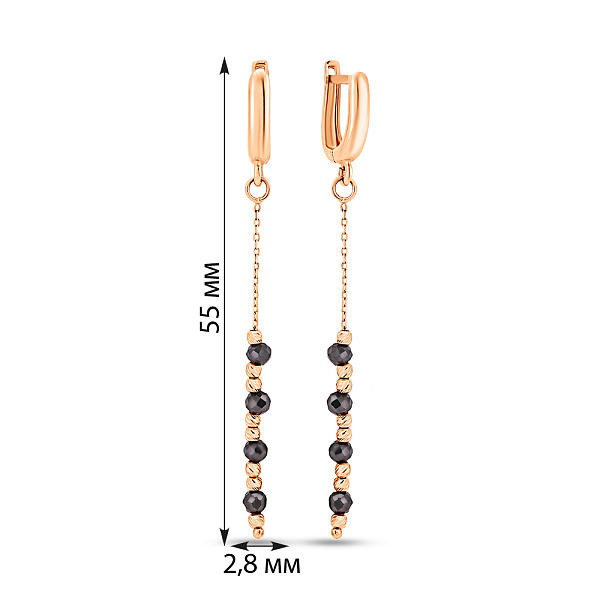 Золотые серьги-подвески с ониксом (арт. 106133о) – изображение 2