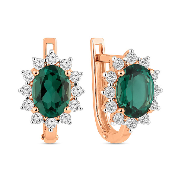 Золотые серьги с кварцем и фианитами (арт. 111250Пз) – изображение 1