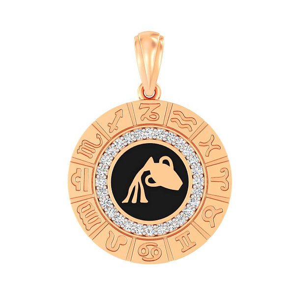 Подвес из золота "Водолей" с эмалью и фианитами (арт. 440681ечвд) – изображение 1