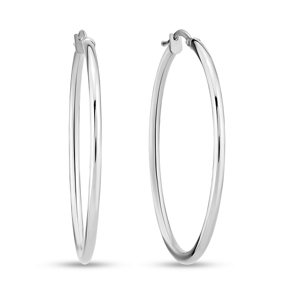 Серьги-кольца из белого золота (арт. 100742/45б) – изображение 1