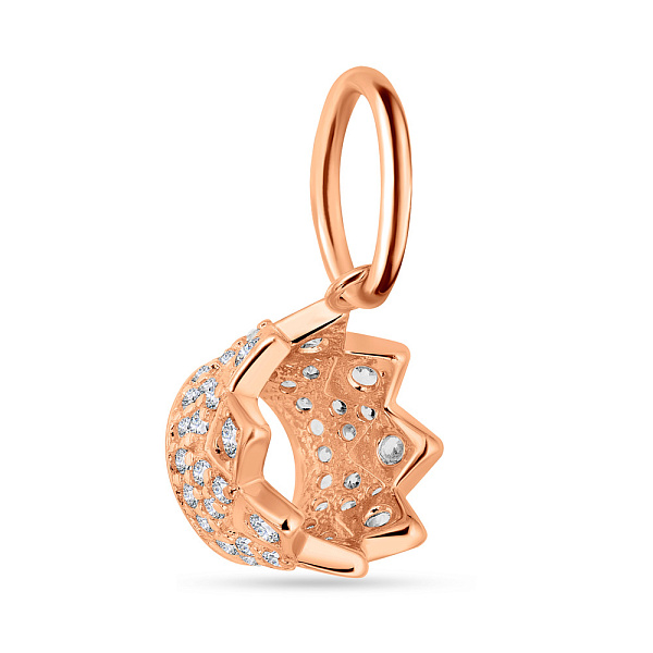 Миниатюрный золотой подвес Корона с россыпью фианитов (арт. 424520) – изображение 1