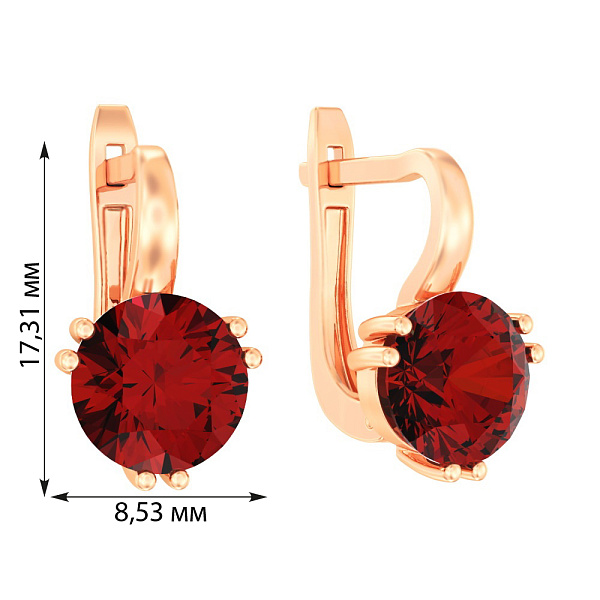 Сережки из красного золота с кварцем (арт. 110612ПкГ) – изображение 2