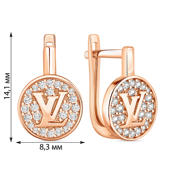 Сережки з червоного золота з фіанітами (арт. 110530) – зображення 4