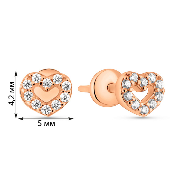 Золоті сережки-пусети Сердечка (арт. 2190233101) – зображення 4